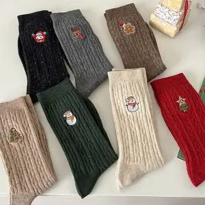 아뜨라 크리스마스 무드 자수 골지양말 7color