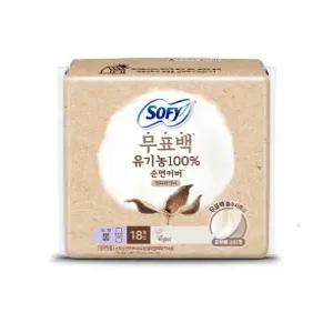 쏘피 유기농 자연의색 무표백 라이너 롱 18개x 8팩 피부 저자극 국내생산 순면커버