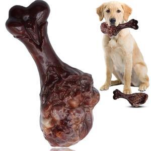 공격적인 츄어를 위한 도그 츄 장난감, 중대형 품종을 파괴 불가능한 바쁘게 지낼 수 있는 튼튼한 나일론 이빨 뼈 베이컨 및 리얼 소고기 맛 (베이컨 맛, 1팩)