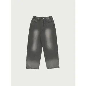 [하프클럽/]틴즈 백 밍크 퍼 풀밴딩 세미와이드 데님팬츠_100(14540-055-806-10)