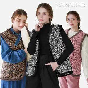 유아굿 여성  플라워 패턴 융털 베스트 조끼 3종