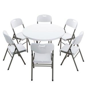 접이식원형테이블 휴대용 야외 식탁 마당 원탁 간이 폴딩 화이트 탁자