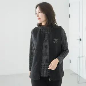 엄마옷 마담4060 H비즈꽈배기포켓조끼 중년여성 데일리룩 -ZVE2511004-