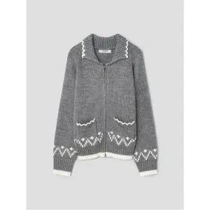 오버사이즈 자카드 카디건  그레이 (125X5AMQB3)