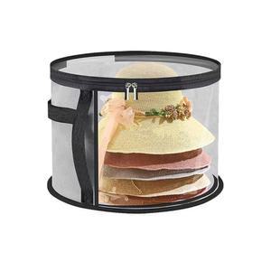 여성용 모자 상자 보관 - 와이드 브림 선 모자, 카우보이 및 여행용 대형 투명 손잡이가 있는 접이식 정리 가방(회색)