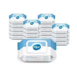 [리뉴얼] 클리어 베이직 물티슈 100매 20팩 (캡형) 대용량 플레인 갓성비 저자극 국내