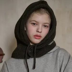 리브 버튼 바라클라바 블랙