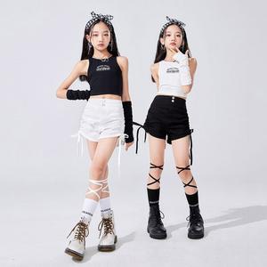 아동방송댄스복 주니어 댄스복 댄스의상 탑 나시 초등학생 무대 크롭티 공연 소매있는