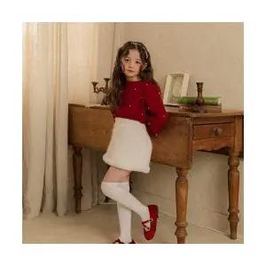 유아 겨울 크리스마스 스커트 화이트리스커트 치마 포크칩스