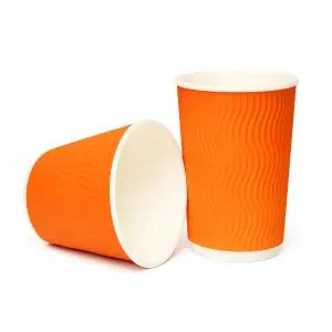 테이크아웃잔 내열컵 300ml 3중 단열 종이컵 오렌지 10온스 500개입