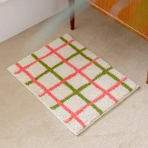 [보리보리/파크론]자카드 러그 발매트 포레스트체크 60x45cm