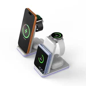 넥스트유 플러온 W1 무선충전 3in1 거치대 스마트폰 워치 무선이어폰 휴대폰충전기 충전기