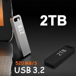 2TB 플래시 드라이브 USB 3.2 초고속 전송 금속 미니 디스크 펜 유형 C 메모리 방수 SSD
