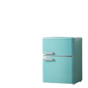 올비의창고 미니김치냉장고 레트로 원룸 냉장고 2도어 냉장 냉동 가정용 91L/블랙