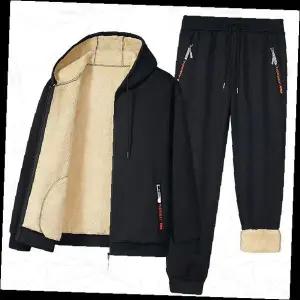 남성 기모 후드 집업 양털 안감 트레이닝복 세트 겨울 운동복 조거팬츠