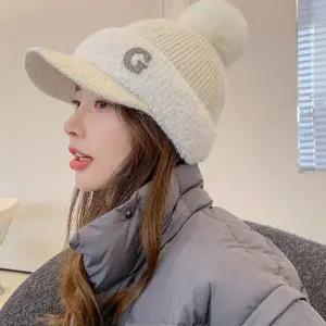 토끼 털 방울 모자 골지 여성 믹스매치 방울 니트 모자 캐주얼 따뜻한 벙어리 귀도리 패션 여자 레저