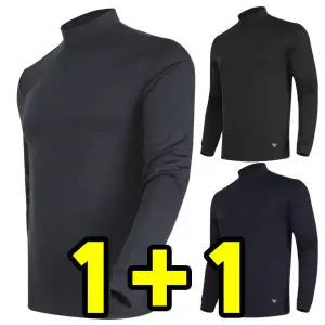 1+1남자 겨울 긴팔티셔츠 목폴라 반목 티셔츠 기능성 스판 작업복 히트텍 상의 기모 방한 등산복 골프웨어