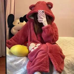 극세사 잠옷 기획전 원피스 곰돌이후드 프리미엄