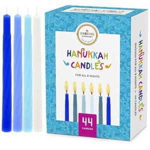 드레이델 컴퍼니 하누카 캔들 프리미엄 파스텔 블루 & 화이트 디럭스 테이퍼드 핸드 장식 양초(싱글)