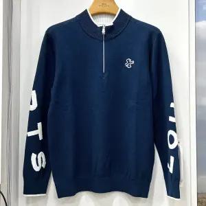 [행복한백화점][루이까스텔]소매 레터링 인타샤 하프 집업 스웨터 터키블루 남성 7MESW004