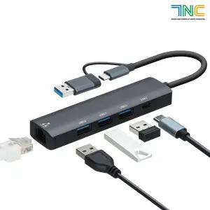 7NC 멀티허브 기가유선랜카드+USB3.0허브 (5포트)  [무전원/C+A 타입]  NCH-705