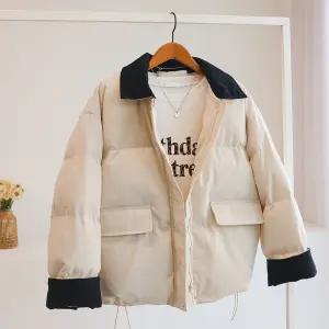 [잇수다] 니엣츄 골덴 배색 카라 스트링 웰론 패딩 집업 점퍼