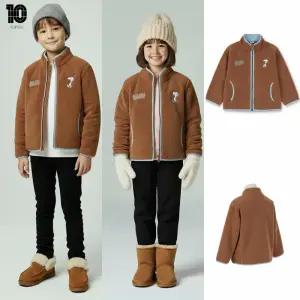 [백화점 출고] 탑텐 키즈 패딩 남아 여아 피너츠 덤블 보아 집업 브라운 털 뽀글이 후리스 플리스 숏 자켓
