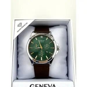 Geneva 시계 [세금포함] [정품] 남성 41mm 그린 다이얼/ 실버 Tone Bezel 다이아몬드 Accent- New!! 손목시
