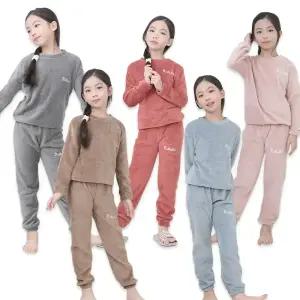 아동 무지천사 잠옷세트 스판 유아 키즈 겨울 밍크 수면옷 부드러운 실내복 홈웨어 파자마 상하세트 고무줄바지