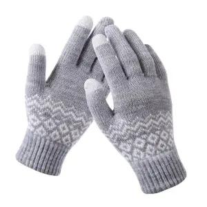 눈꽃 기모 이중 보온 니트 털장갑