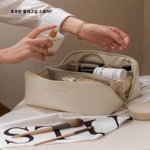 대용량 아코디언 메이크업 가방 여행용 세면도구 베개 화장품 수납 높은 미적 가치의 PU 소재 정리함