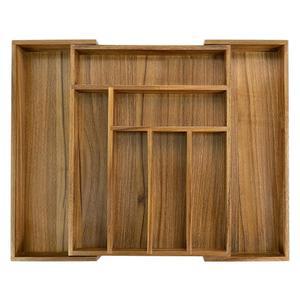 럭셔리 아카시아 주방 서랍 정리함 - 실버웨어 식기 홀더 및 트레이, 홈이 있는 칸막이(8 슬롯), 17*12.4*2 인치