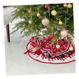 크리스마스 트리 스커트 원형 깔개 홈 인테리어 장식 카펫 바닥 데코 매트 꾸미기 덮개