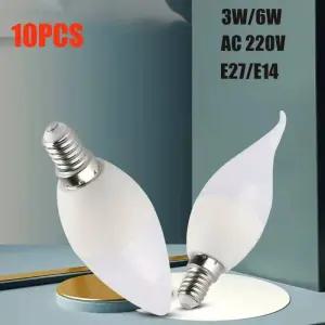 촛대전구 캔들 10개 LED 촛불 전구 AC220V E14 E27 3W 6W 천장 조명 샹들리에 홈 거실