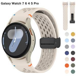 갤럭시 워치용 마그네틱 버클 팔찌, 통기성 실리콘 스트랩, 6 4 클래식, 47mm, 43mm 밴드, 7, 6, 4, 5 프