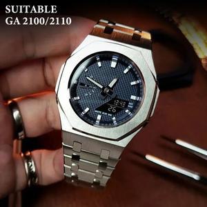나사 포함 수정 금속 베젤, Casioak GA2100 용 모드 키트, 스테인레스 스틸 Correa 밴드 업그레이드 시계 G