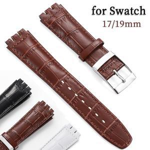 Swatch 17mm  가죽 시계 밴드 용 스트랩 고품질 손목 남성 여성 방수 소프트 팔찌 액세서리