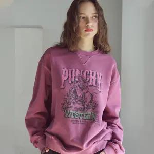 웨스턴펀치 피그먼트 스웨트셔츠 더스티핑크