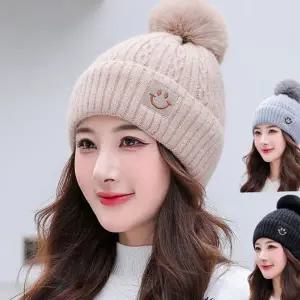 여자 비니 모자 방한 니트 겨울 여성 비니 모자 폼폼