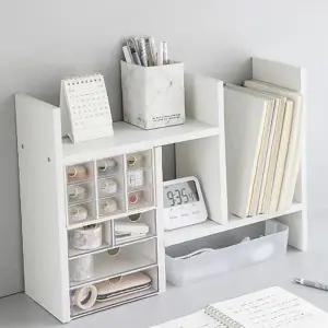 탁상용 책상 위 선반 우드 미니 책꽂이 원목 책장