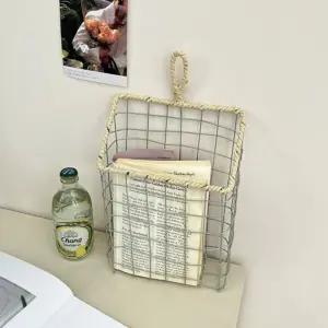 리빙공감 라탄짜임 다용도 욕실 주방 와이어 철제 행잉 바스켓인테리어소품 그물바구니 책바스켓 정리 수납