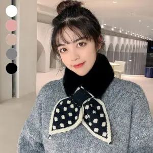 겨울스카프 목도리 땡땡이 깜찍 리본머플러 퍼목도리 YzT4+5HaB