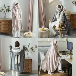 러블리 토끼 망토담요 극세사 후드담요 무릎담요/대형/캐릭터/토끼귀/소프트/토끼후드/안감털