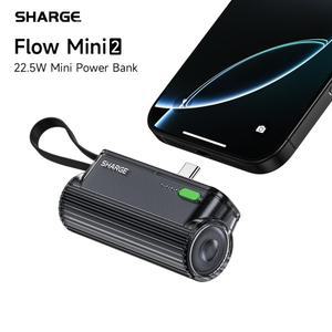 SHARGE Flow Mini 2 휴대용 충전기 22.5W MAX 고속 5000mAh 보조베터리 안드로이드 iPhone16/15 시리즈용