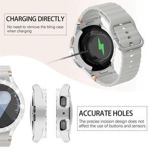갤럭시워치 케이스갤럭시 호환 워치 7 케이스용 ABNR 전기 도금 단일  이중 행 드릴 하드 44Mm 보호 쉘 실