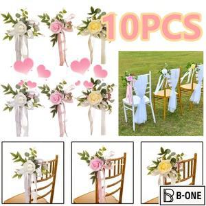 야외 결혼식 통로 인공 꽃 의자 장식, 시폰 리본 교회 식장 10 개, 8 4 개