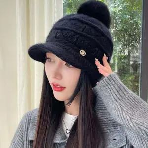 여자 중년 외출 귀여운 방울 니트 겨울 방한 모자