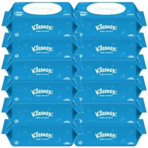 [보리보리/땡큐온]크리넥스 수앤수 오리지널 물티슈 캡 90매 x12개