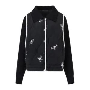 [하프클럽/미니멈 에브리데이]플라워 자수 퀼팅 패딩 니트 배색 자켓 (EB4JK010D)