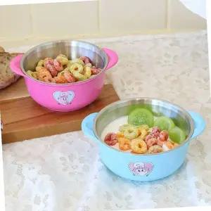 [골드스마일]식판 에스더버니 스텐 그릇 안전핸들 보울 S 유아국그릇 김팀장